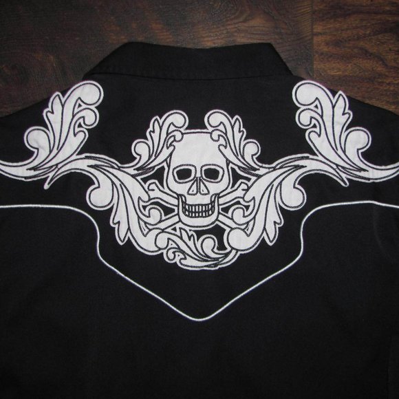 Roper Western Riding Shirt Men's Size Large Pearl Button Up Shirt Embroidered - Picture 9 of 10